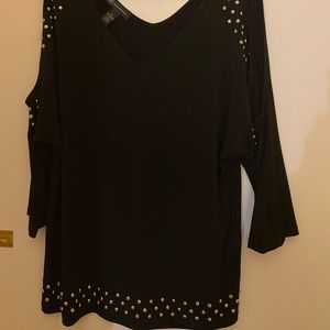 INC black silver beaded shirt. Size XL